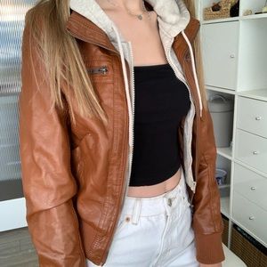 Brown leather jacket